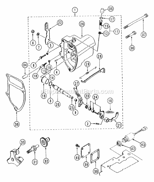Governor Parts Diagram and Parts List for 54A-443D100 Cub Cadet Lawn Tractor